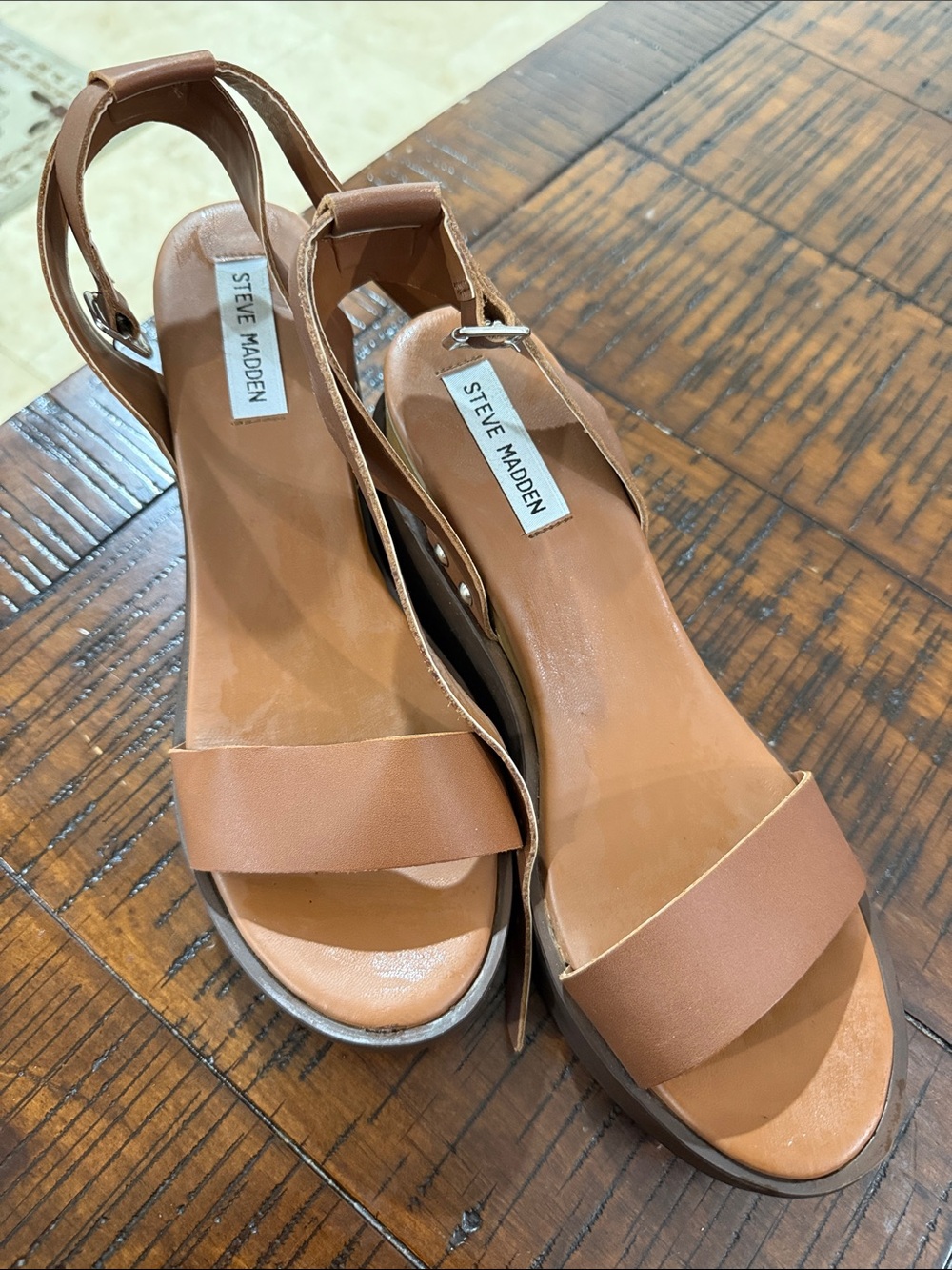 Steve Madden Women's Tan Leather Slingback Sandals